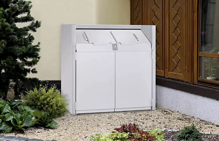 <div id="container" class="container">Containerbox DUNDEE, Korpus Sichtbeton, Türen in weißaluminium ähnlich RAL 9006 </div>