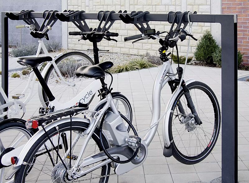 design-lenkerhaltesystem-unit__shoKAT0021977 Design-Lenkerhaltesystem UNIT doppelseitig, 12 Stellplätze, mit Sicherungsseil (Zubehör), in RAL 7016 anthrazitgrau