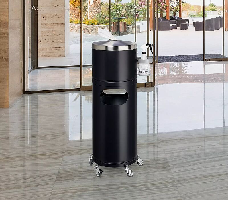 Desinfektionsstation PROTECTDES aus Stahl, in schwarzgrau ähnlich RAL 7021