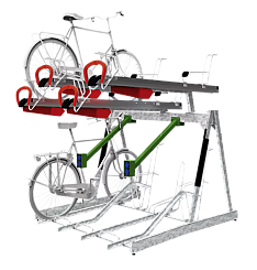 Doppelstock-Fahrradparksystem EASYLIFT PREMIUM-E, einseitig, 8 Stellplätze, mit Lademöglichkeit für E-Bikes