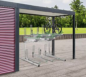 Doppelstock-Fahrradparksystem FLEXHUB PREMIUM, einseitig, 8 Stellplätze