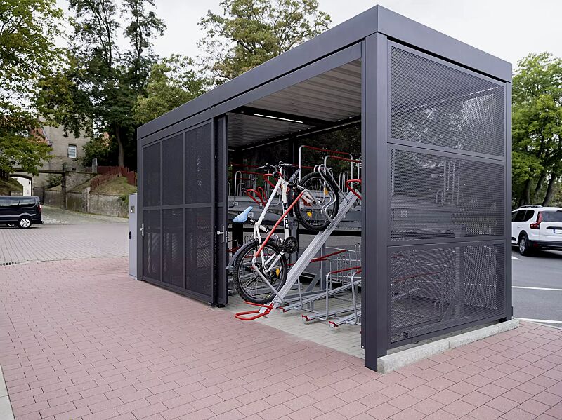 doppelstock-fahrradparksystem-flexhub__shoKAT0075891 Doppelstock-Fahrradparksystem FLEXHUB, MULTIPORT® Rad, Elektronisches Zugangs- und Buchungssystem SmartBikeBox