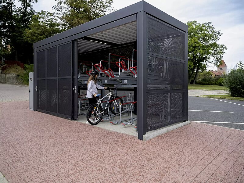 doppelstock-fahrradparksystem-flexhub__shoKAT0075897 Doppelstock-Fahrradparksystem FLEXHUB, MULTIPORT® Rad, Elektronisches Zugangs- und Buchungssystem SmartBikeBox