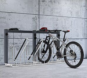 E-Bike-Ladestation IRVING POWER, Fahrradständer mit Lademodul für 4 Ladepunkte, mit  4 farbbeschichteten Ablageschalen