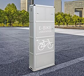 E-Bike-Ladestellenschrank AMARO, 2 große und 2 kleine Ladefächer, PIN-Code-Autorisierung