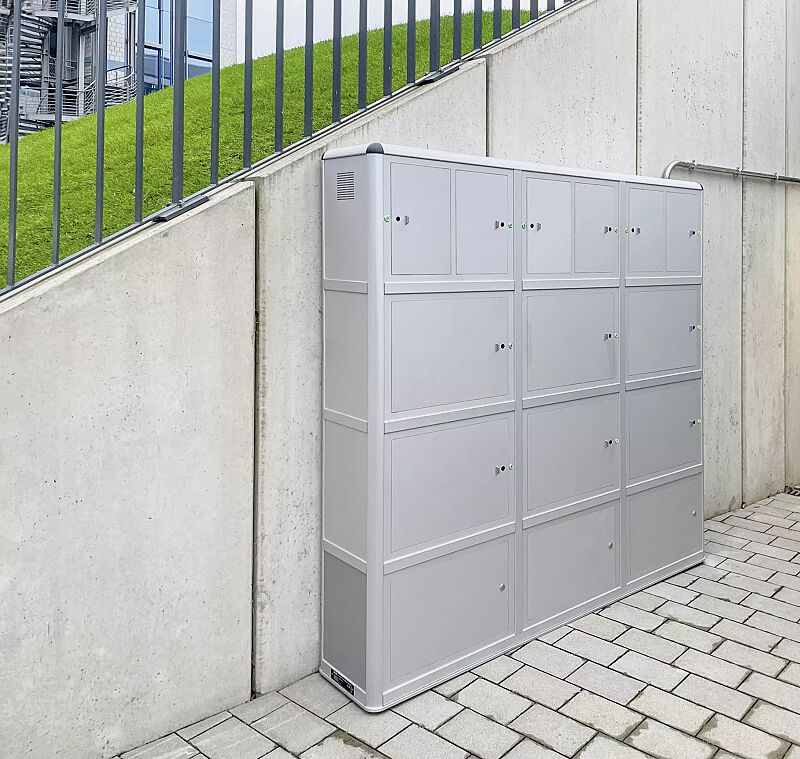 e-bike-ladestellenschrank-amaro__shoKAT0072351 E-Bike-Ladestellenschrank AMARO, auftragsbezogene Anpassung , 6 große und 6 kleine Ladefächer, PIN-CodeAutorisierung
