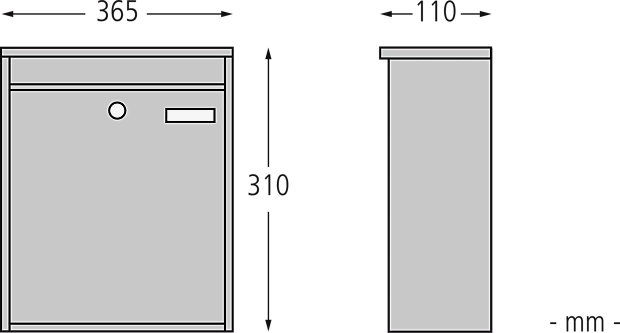 Edelstahl-Briefkasten TALENCE, Breite 365 mm