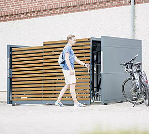 <div id=""container"" class=""container"">Fahrradgarage STYLEOUT® BIKE LINIS, Rück- und Seitenwände in RAL 7016 anthrazitgrau, Schiebetüren in Holzdekor Kirschbaum hell, Dach Aluminium eloxiert, mit Ablagefläche und Steckdosenleiste (Zubehör)</div>