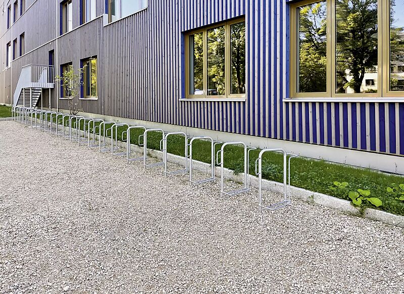 fahrradparker-missouri-light__shoKAT0073808 Fahrradparker MISSOURI-LIGHT, einseitig, 90°, hoch / tief, zum Aufdübeln -250 mm, feuerverzinkt