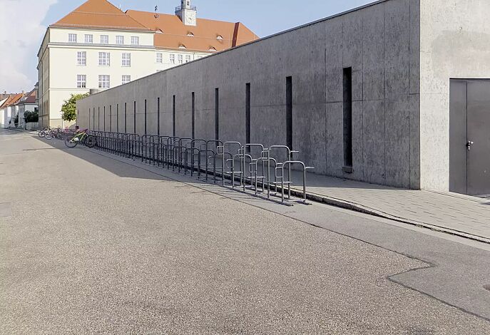 Fahrradparker MISSOURI-LIGHT, einseitig, 90°, hoch / tief, zum Aufdübeln bei +/- 0 mm, in RAL 7016 anthrazitgrau