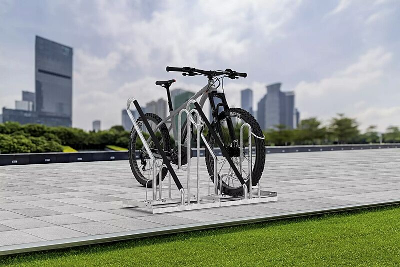 Fahrradständer DAVIE in Reihenverbindung, Einstellung hoch und tief mit Anlehnbügel