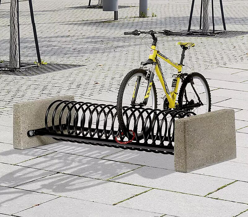 Fahrradständer MEMPHIS mit Betonsockel, 6 Stellplätze, in RAL 9005 tiefschwarz