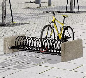 Fahrradständer MEMPHIS mit Betonsockel, 6 Stellplätze, in RAL 9005 tiefschwarz