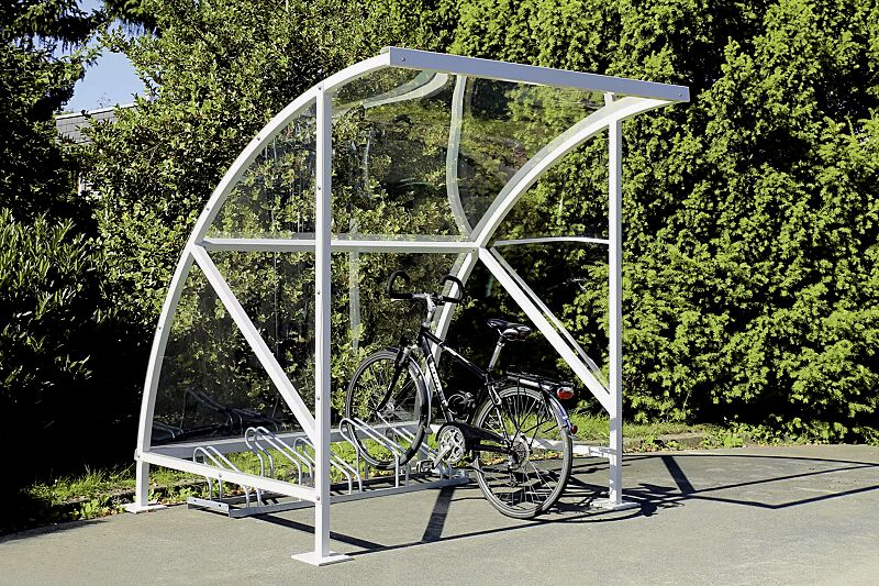 fahrradueberdachung-cepheus__shoKAT0053974 Fahrradüberdachung CEPHEUS Dachbreite x Dachtiefe 2090 mm x 2100 mm, Stahlkonstruktion feuerverzinkt, inkl. Seitenwände, Seitenwände sowie Dacheindeckung Polycarbonat, klar transparent