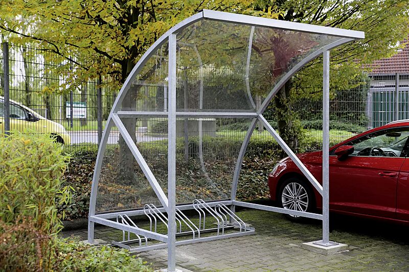 fahrradueberdachung-cepheus__shoKAT0065512 Fahrradüberdachung CEPHEUS, Dachbreite x Dachtiefe 2090 mm x 2100 mm, Dacheindeckung und Seitenwände Polycarbonat, Fahrradständer UNIVERSAL, Stahlkonstruktion feuerverzinkt