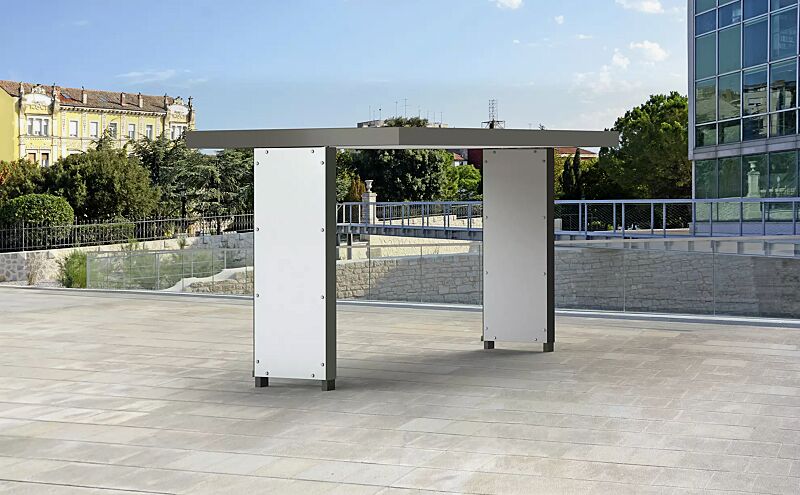 fahrradueberdachung-gemini__shoKAT0067398 Fahrradüberdachung GEMINI, Dachbreite x Dachtiefe 4660 mm x 2400 mm, Wandelemente in VSG mit matter Folie, Raster 750 mm, Stahlkonstruktion in RAL 7016 anthrazitgrau Fahrradüberdachung GEMINI, Dachbreite x Dachtiefe 4660 mm x 2400 mm, Stahlkonstruktion...