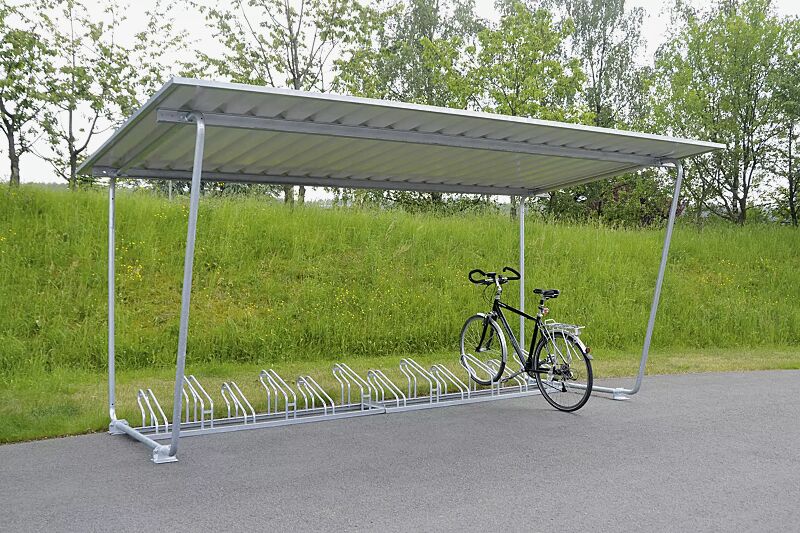fahrradueberdachung-indus__shoKAT0056585 Fahrradüberdachung INDUS, Dachbreite x Dachtiefe 4800 mm x 2330 mm, einseitig, sowie Fahrradständer UNIVERSAL, Stahlkonstruktion feuerverzinktFahrradüberdachung INDUS, Dachbreite x Dachtiefe 4800 mm x 2330 mm, einseitig, Stahlkonstruktion feuerverzinkt...
