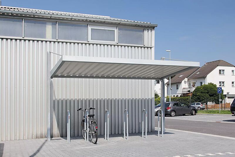 fahrradueberdachung-lipto__shoKAT0029893 Fahrradüberdachung LIPTO, einseitig, mit Anlehnbügel LIVORNO, Stahlkonstruktion feuerverzinkt