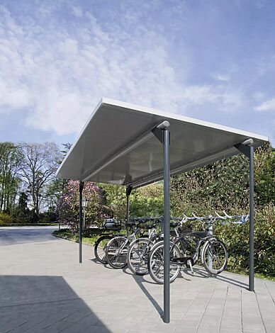 Fahrradüberdachung MATRIX Dachbreite x Dachtiefe 5090 mm x 2750 mm, einseitig, ohne Rück- und Seitenwände