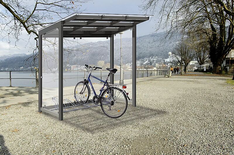 fahrradueberdachung-pictor__shoKAT0041818 Fahrradüberdachung PICTOR, Dachbreite x Dachtiefe 2400 mm x 2250 mm, mit Rück- / Seitenwänden