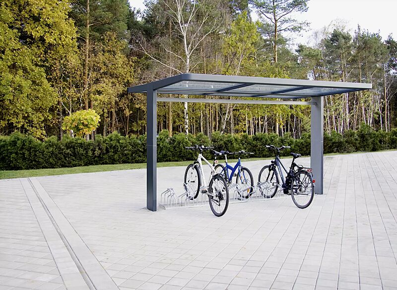 fahrradueberdachung-pure__shoKAT0030801 Fahrradüberdachung PURE, Dachbreite x Dachtiefe 4000 mm x 3250 mm, doppelseitig, mit Fahrradständer UNIVERSAL, ohne Seitenwände, Stahlkonstruktion in DB 703 eisenglimmerFahrradüberdachung PURE, Dachbreite x Dachtiefe 4000 mm x 3250 mm, doppelseitig, St...