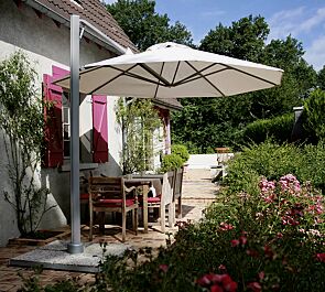 Freiarmschirm SINGLE POLE, achteckig, zum freien Aufstellen, Fliesen bauseits, in white sand
