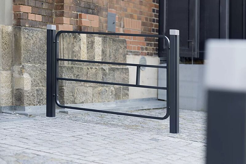 Systemgeländer IMAWA zum Einbetonieren, Stahlteile in RAL 7016 anthrazitgrau