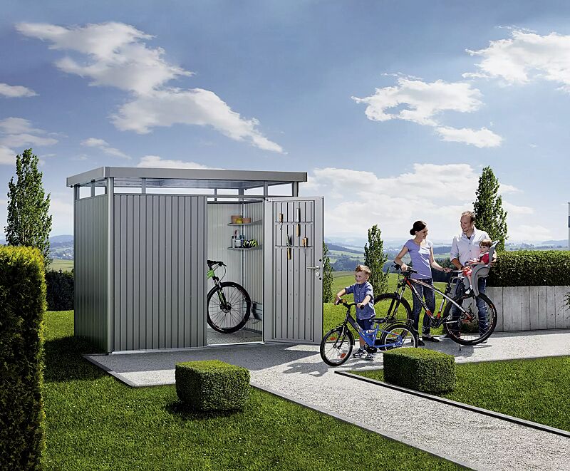 geraetehaus-highline__shoKAT0056070 Gerätehaus HighLine®, Modell 2 in quarzgrau-metallic, mit Einflügeltür