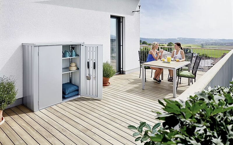 geraeteschrank-romeo__shoKAT0074794 Geräteschrank ROMEO®, Modellgröße M, in silber-metallic, mit Regal-Set (Zubehör)