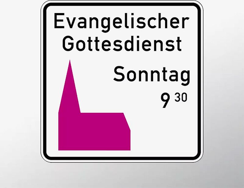 Hinweisschild: Gottesdienst