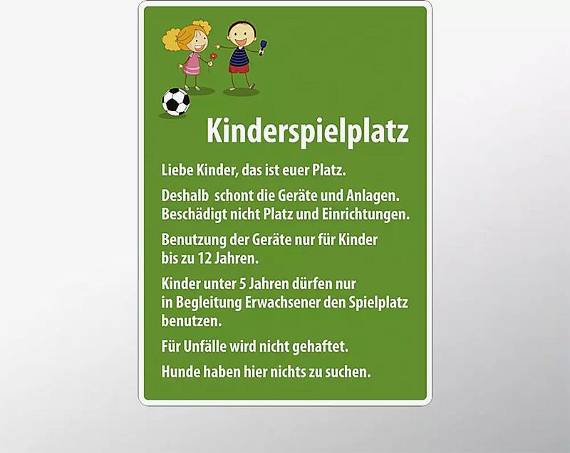 Hinweisschild KINDERSPIELPLATZ MIT SYMBOL