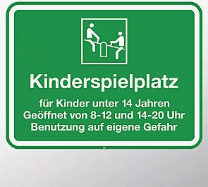 <div id="container" class="container">Hinweisschild: Spielplatz, 450 x 600 mm</div>