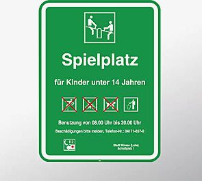 Hinweisschild: Kinderspielplatz nach DIN 1176