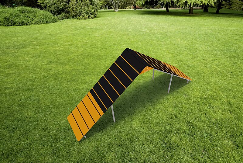 hundekletterwand-kielo__shoKAT0071478 Hundekletterwand KIELO, Laufflächen in daliengelb ähnlich RAL 1033 und RAL 9005 tiefschwarz