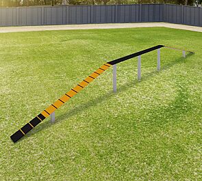 Hundelaufsteg SATU, Balancierbrett in daliengelb ähnlich RAL 1033 und RAL 9005 tiefschwarz