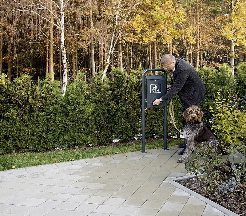 hundetoilette-collie__shoKAT0024458 Hundekotbeutelspender COLLIE, zum Aufdübeln, in RAL 7016 anthrazitgrau