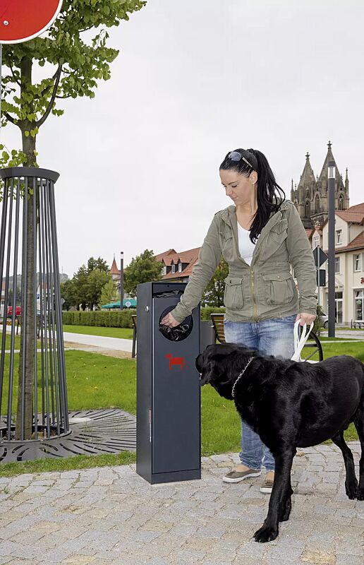 hundetoilette-crystal__shoKAT0037648 Hundetoilette CRYSTAL in RAL 7016 anthrazitgrau, Siebdruck in RAL 3020 verkehrsrot