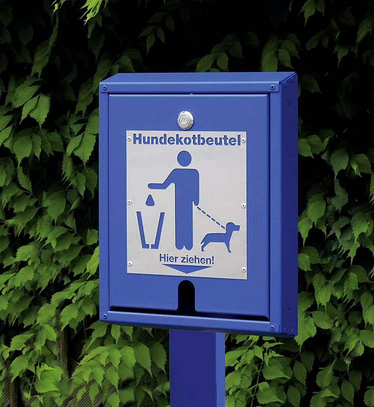 hundetoilette-retriever__shoKAT0038215 Hundekotbeutelspender RETRIEVER mit Pfosten zum Einbetonieren, in RAL 5002 ultramarinblau