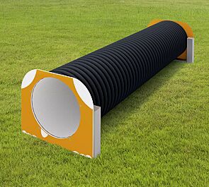 Hundetunnel VEIKKO, Kunststoffpaneele in daliengelb ähnlich RAL 1033 und RAL 9003 signalweiß