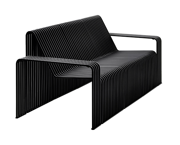 Lounge Couch ANZIO, 3-Sitzer, Breite 1980 mm, in RAL 9005 tiefschwarz