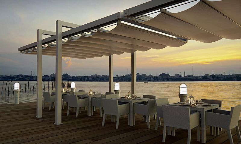 markisen-freigestell-teramo__shoKAT0075568 Markisen-Freigestell TERAMO, Dachbreite x Dachtiefe 3000 mm x 5000 mm, PVC Tuch weiß, Aluminiumkonstruktion weiß