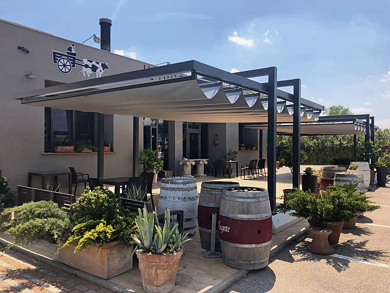 markisen-freigestell-teramo__shoKAT0075571 Markisen-Freigestell TERAMO, Dachbreite x Dachtiefe 3000 mm x 5000 mm, PVC Tuch weiß, Aluminiumkonstruktion grau gesprenkelt