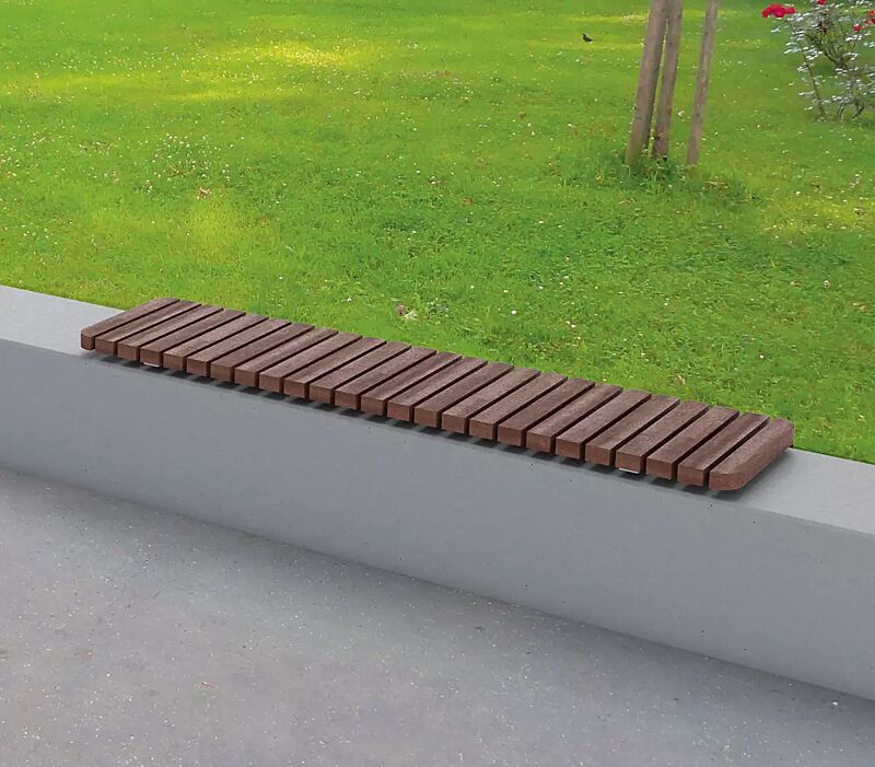 Mauerauflage REFORMA mit Querbelattung, Breite 1800 mm, mit Jatobaholzbelattung