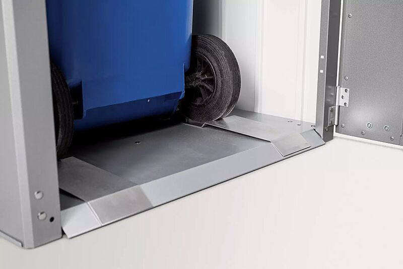 muellbehaelterschrank-alex__shoKAT0065790 Detail: Boden mit Positionshilfe für Mülltonnenräder