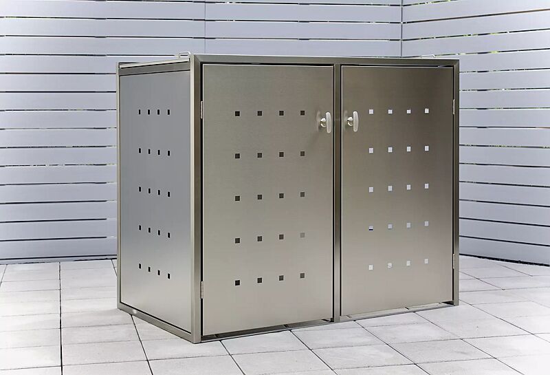muellbehaelterschrank-fairbanks__shoKAT0065648 Müllbehälter-Doppelschrank FAIRBANKS, mit Schiebedach, komplett aus Edelstahl