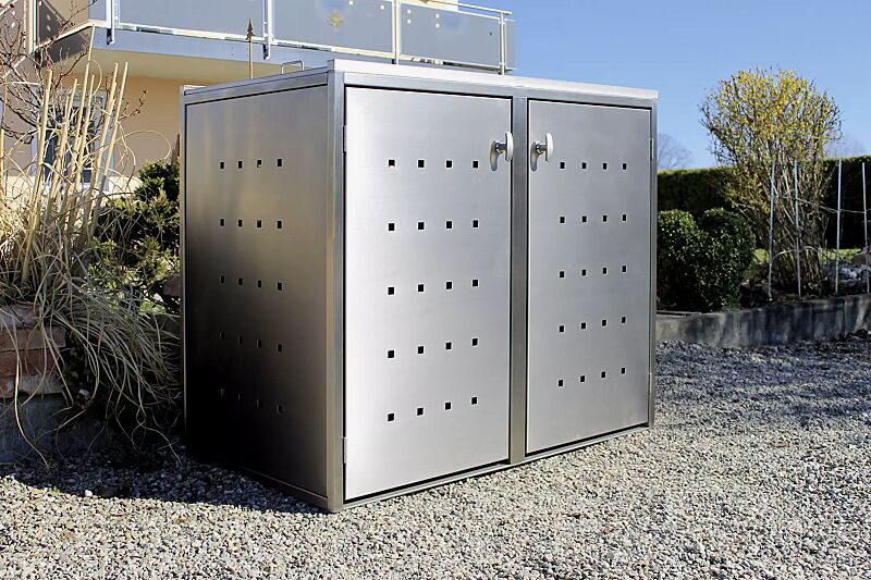 muellbehaelterschrank-fairbanks__shoKAT0065649 Müllbehälter-Doppelschrank FAIRBANKS, mit Schiebedach, komplett aus Edelstahl