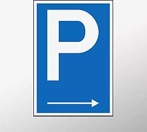 Parkplatz-Reservierungsschild rechtsweisend