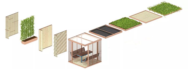 Gesamtübersicht Dach und Wandelemente Modelle CUBY SNACK