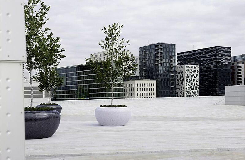 pflanzbehaelter-giove__shoKAT0041614 Abfallbehälter GIOVE aus rekonstituiertem Marmor geschliffen, in schwarz ebano und weiß carrara