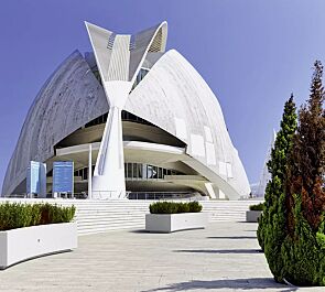 Pflanzbehälter KUBB CURVED aus Beton, in Granitoptik weiß